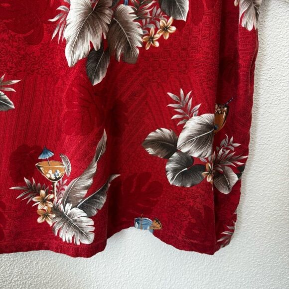 Windham Pointe Mens Hawaiian Tropical Shirt Short Sleeve Red SZ L - Picture 8 of 16